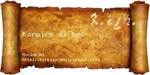 Korpics Ábel névjegykártya