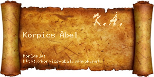 Korpics Ábel névjegykártya