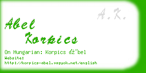 abel korpics business card